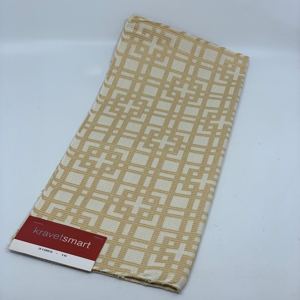 Kravet Smart Fabric Sample Geometric Tan Cream RailRoaded‎ Heavy Duty Remnant